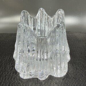 Vintage Nybro Iceberg Candle Holder Volcano Sweden Crystal Glass Clear VTG 1950s
